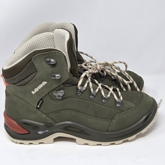 IOWA Shoes - LOWA RENEGADE GTX MID WS - GREY GREEN/PANNA HIKING BOOTS WOMEN'S SIZE 9.5 TRAIL